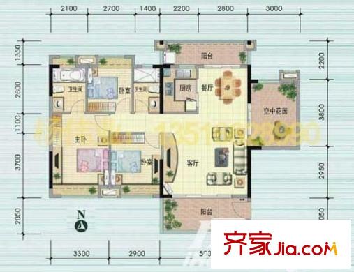 江南馨園 4室 戶型圖