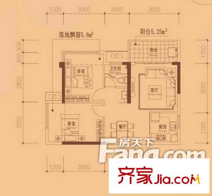 庭香園戶型圖2室2廳一廚一衛(wèi)_調(diào)整大小 2室2廳1衛(wèi)1廚