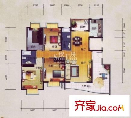 龍曦山莊 4室 戶型圖