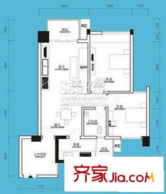 嘉華綠洲戶型圖A1戶型 2室2廳1衛(wèi)1廚
