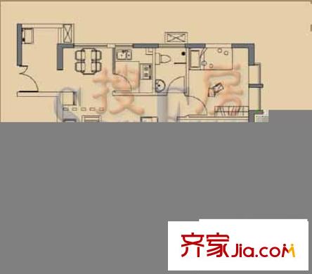 金湖帝景戶型圖2室2廳1衛(wèi)1廚