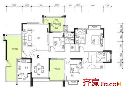 韓國(guó)園 4室 戶型圖