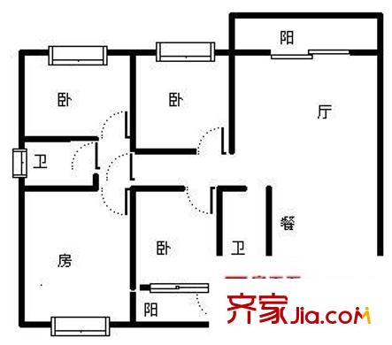 和實水榭花都 4室 戶型圖