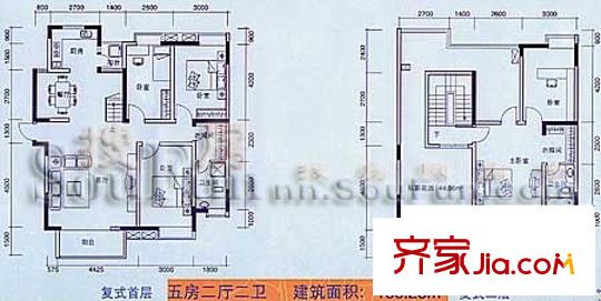 和實水榭花都戶型圖5室2廳2衛(wèi)1廚