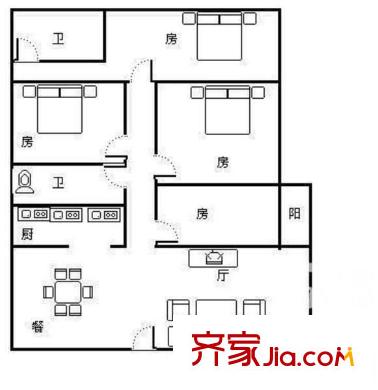 廣西建行長(zhǎng)江花園宿舍區(qū) 4室 戶型圖