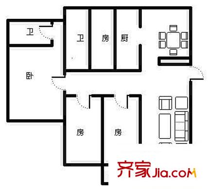 廣西建行長(zhǎng)江花園宿舍區(qū) 4室 戶型圖