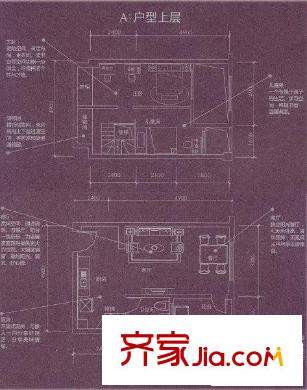 嘉華綠洲戶型圖3期A2戶型1復(fù)式 2室2廳1衛(wèi)1廚