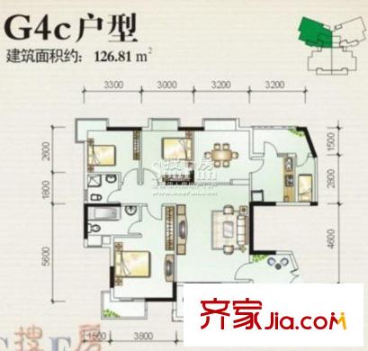 云星尚雅名都戶型圖G4c戶型 3-2- 4室2廳2衛(wèi)1廚