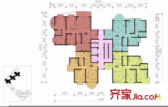 萬昌南湖景園戶型圖樓層戶型圖 3室2廳2衛(wèi)1廚