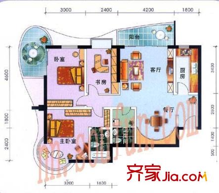 大地華城戶(hù)型圖3室2廳2衛(wèi)1廚