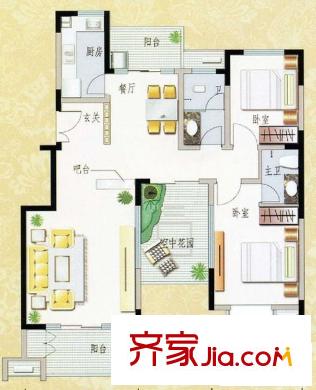 福滿花園 2室 戶型圖