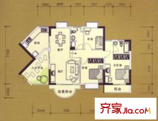 萬昌南湖景園戶型圖名月居(04號房) 3室2廳2衛(wèi)1廚