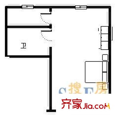 南湖碧園 1室 戶型圖