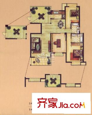 隆源國際花園戶型圖2 3室2廳2衛(wèi)1廚