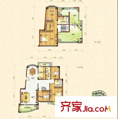 塞納維拉花園戶型圖E3樓中樓03A 5室2廳3衛(wèi)1廚