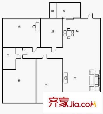 瀚林雅筑 3室 戶型圖