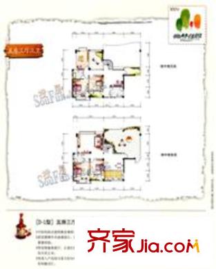 倚林佳園戶型圖D1型 5室3廳3衛(wèi)1廚