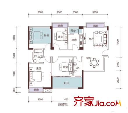 恒悅居1#A1戶(hù)型 4室2廳2衛(wèi)1廚