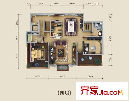 中房翡翠灣別墅C1戶型四層 2室2廳1衛(wèi)1廚