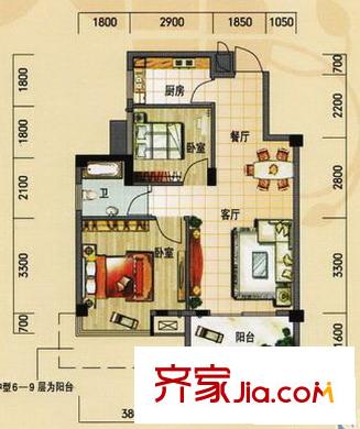 碧園南城故事秋日私語(yǔ)組團(tuán)C#戶(hù)型 2室2廳1衛(wèi)1廚