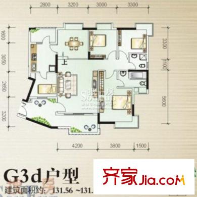 云星尚雅名都戶型圖G3d戶型 4室2廳2衛(wèi)1廚