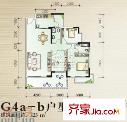 云星尚雅名都戶型圖G4a-b戶型 2室2廳1衛(wèi)1廚