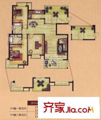 隆源國際花園戶型圖1 3室2廳2衛(wèi)1廚