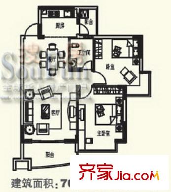 天池山2室2廳1衛(wèi)1廚 2室2廳1衛(wèi)1廚