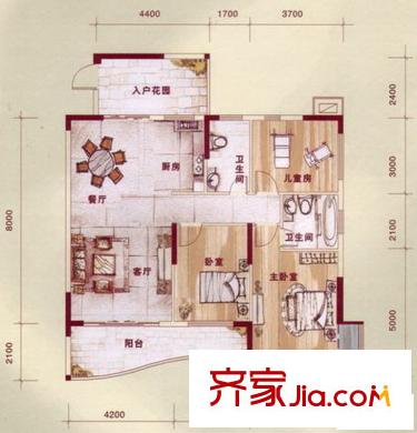 天池山5期3房2廳2衛(wèi) 3室2廳2衛(wèi)1廚