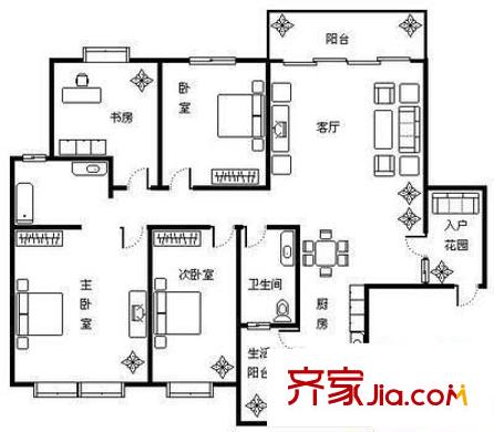 德瑞花園 4室 戶型圖