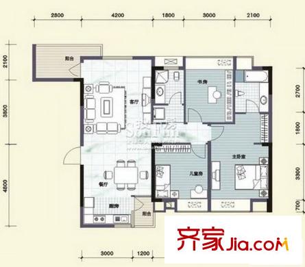 德瑞花園 3室 戶型圖