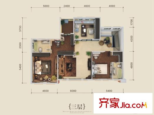 中房翡翠灣別墅B1戶型三層 3室1廳1衛(wèi)