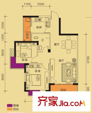 瑞和家園二期11#/19#樓A2戶型 2室2廳1衛(wèi)1廚
