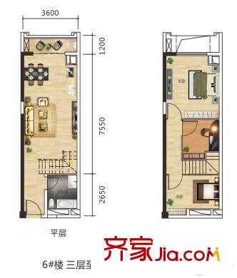 龍光君御華府6#樓A戶型 2室1廳1衛(wèi)1廚