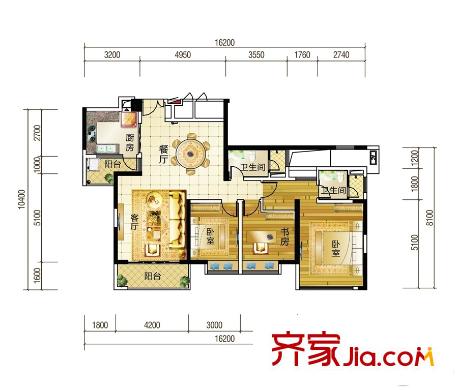 華發(fā)國賓壹號14、15#01房G戶型 3室2廳2衛(wèi)1廚