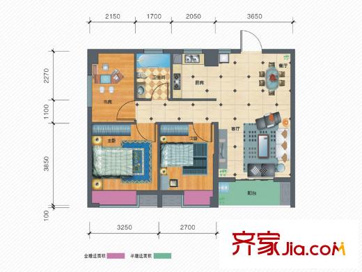 月湖國(guó)際標(biāo)準(zhǔn)層3D戶型 3室2廳1衛(wèi)1廚