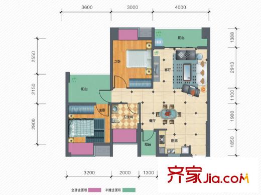 月湖國際標(biāo)準(zhǔn)層3A戶型 3室2廳1衛(wèi)1廚