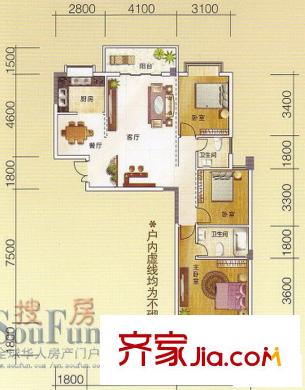 錦秀豪庭C戶型 3室2廳2衛(wèi)1廚