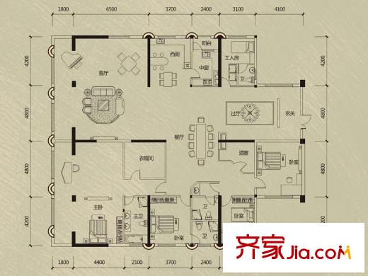 南湖名都廣場Av戶型 5室4廳4衛(wèi)1廚