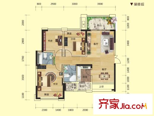 中房新天地6#樓01、02戶型 3室2廳2衛(wèi)1廚