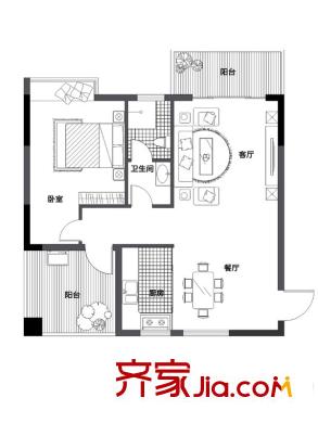 嘉印象01/03戶(hù)型 1室2廳1衛(wèi)1廚