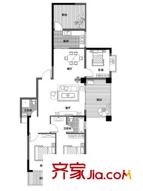 嘉印象05戶型 3室2廳2衛(wèi)1廚