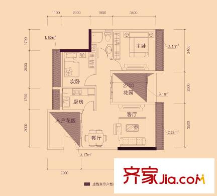同人學(xué)府大道三期7號(hào)樓05戶型 2室2廳1衛(wèi)1廚