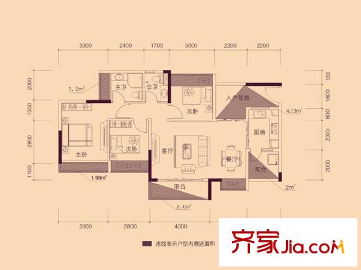 同人學(xué)府大道三期7號(hào)樓03戶型 3室2廳2衛(wèi)1廚