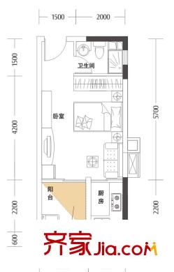 同人學(xué)府大道一期8#樓01戶型 1室1衛(wèi)1廚