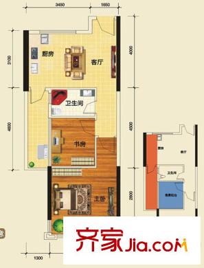 和居邕江郡C戶型 2室1廳1衛(wèi)1廚