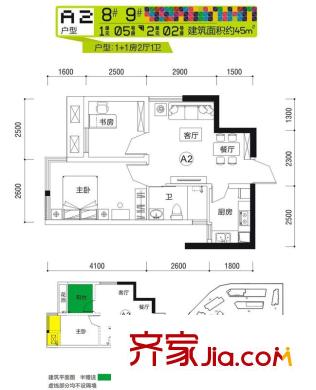 盛天領域A2戶型圖 2室2廳1衛(wèi)