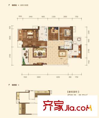 龍光君御華府1#03/05戶型 3室2廳2衛(wèi)1廚