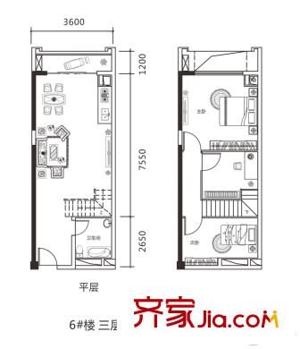 龍光君御華府6#樓A戶型 2室1廳1衛(wèi)1廚