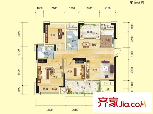 中房新天地1#樓一單元01、二單元02戶型 3室2廳2衛(wèi)1廚